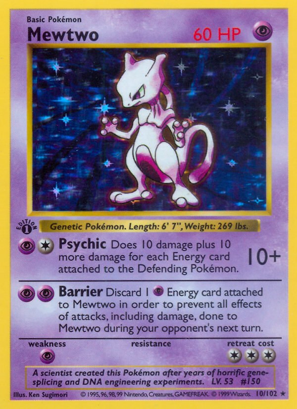 Mewtwo — Base Set 10/102 (1999), graded PSA 10